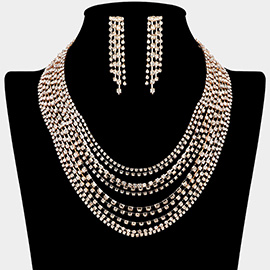 Rhinestone Paved Multi Layered Necklace