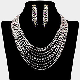 Rhinestone Paved Multi Layered Necklace