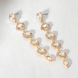 Glass Stone Cluster Link Dropdown Evening Earrings