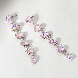 Glass Stone Cluster Link Dropdown Evening Earrings