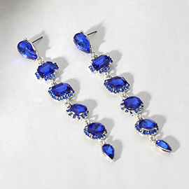 Glass Stone Cluster Link Dropdown Evening Earrings