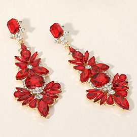 Stone Cluster Embellished Chandelier Dangle Evening Earrings