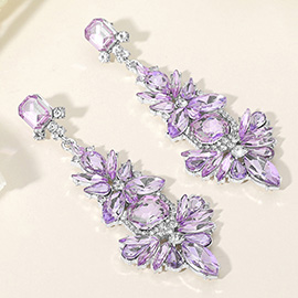 Stone Cluster Embellished Chandelier Dangle Evening Earrings