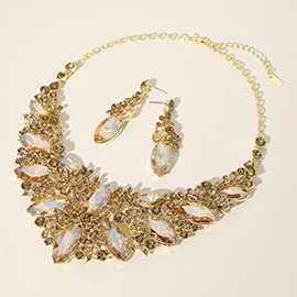 Marquise Stone Cluster Embellished Evening Necklace