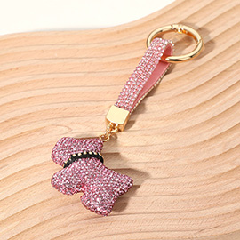 Bling Studded Dog Dangle Keychain / Bag Charm