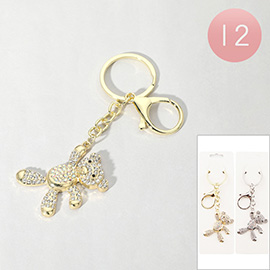 12PCS - Rhinestone Paved Teddy Bear Keychains