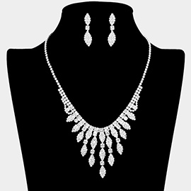 Rhinestone Paved Marquise Link Collar Necklace