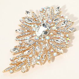 Glass Stone Cluster Embellished Floral Pin Brooch