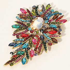 Glass Stone Cluster Embellished Floral Pin Brooch