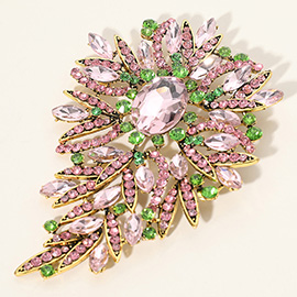 Glass Stone Cluster Embellished Floral Pin Brooch