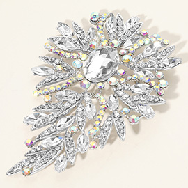 Glass Stone Cluster Embellished Floral Pin Brooch