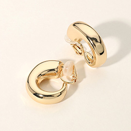 Puffy Metal Hoop Clip On Earrings