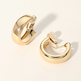 Flat Metal Hoop Clip On Earrings