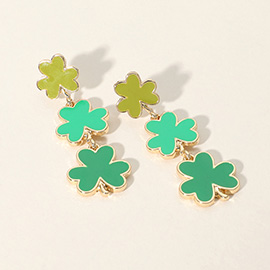 Enamel Triple Shamrock Link Dropdown Earrings