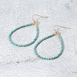 Beaded Open Teardrop Dangle Earrings