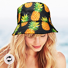 Reversible Pineapple Print Bucket Hat