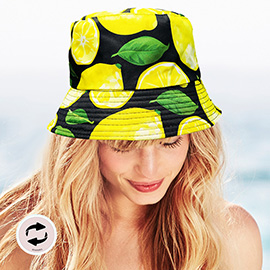 Reversible Lemon Print Bucket Hat