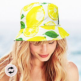 Reversible Lemon Print Bucket Hat