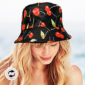 Reversible Cherry Print Bucket Hat