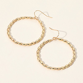 Metal Beaded Open Circle Dangle Earrings