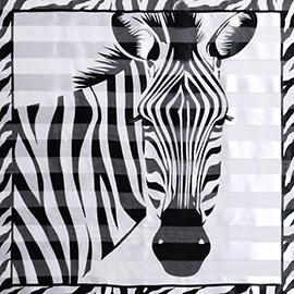 Silky Satin Feel Zebra Print Square Scarf