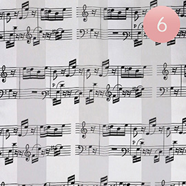 6PCS - Silk Feel Striped Music Notes Print Scarf