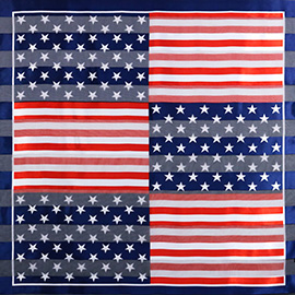 Silky Satin Feel American USA Flag Print Square Scarf