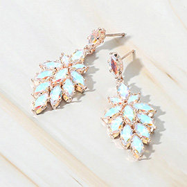 Marquise CZ Stone Cluster Dangle Evening Earrings