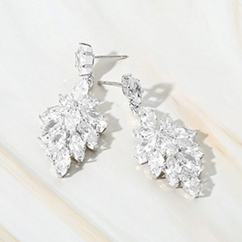 Marquise CZ Stone Cluster Dangle Evening Earrings