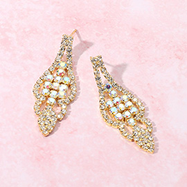 Rhinestone Paved Drop Evening Earrings