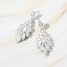 Marquise CZ Stone Cluster Dangle Evening Earrings