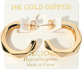 14K Gold Dipped Hypoallergenic Geometric Hoop Earrings