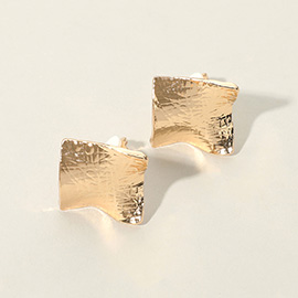 Textured Metal Wavy Square Clip On Earrings