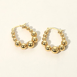 SECRET BOX_Stainless Steel Bubble Oval Hoop Pin Catch Earrings