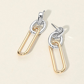 Two Tone Metal Chain Link Earrings