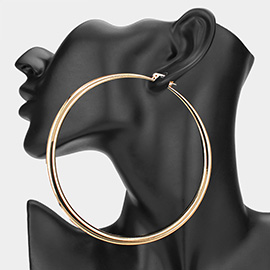 Oversized Metal Hoop Pin Catch Earrings