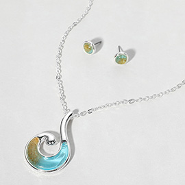 Sea Glass Wave Pendant Necklace