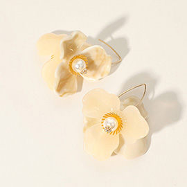 Pearl Pointed Resin Petal Flower Drop Earrings