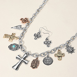 Vintage Religious Charm Station Necklace