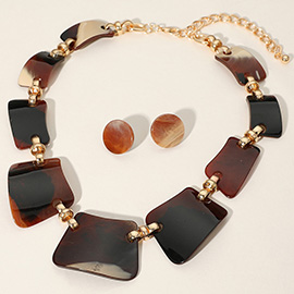 Celluloid Acetate Plate Link Statement Necklace