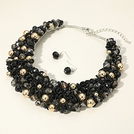 Faceted Beaded Collar Statement Necklace