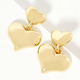 Gold Dipped Double Heart Link Earrings