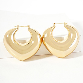 Gold Dipped Puffy Rhombus Pin Catch Hoop Earrings