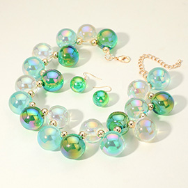 Chunky Iridescent Ball Beaded Necklace