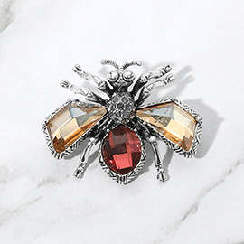 Gemstone Insert Honey Bee Pin Brooch