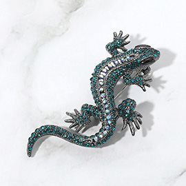 Stone Paved Lizard Pin Brooch