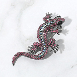 Stone Paved Lizard Pin Brooch