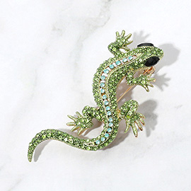 Stone Paved Lizard Pin Brooch