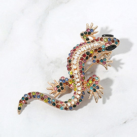 Stone Paved Lizard Pin Brooch