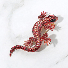 Stone Paved Lizard Pin Brooch